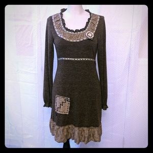 John Fashion wool knit sweater dress long sleeve L